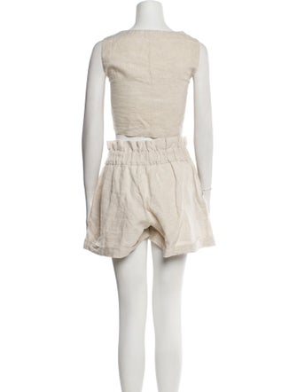 Posse Linen Ruffle Embellishment Short Set