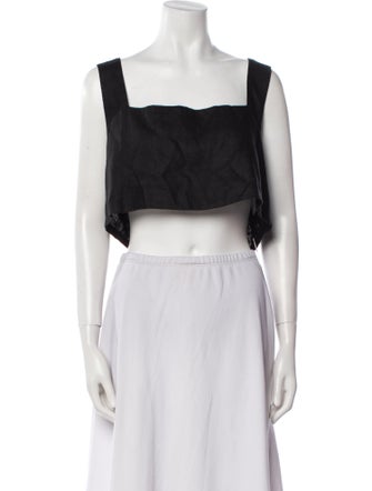 Posse Linen Square Neckline Crop Top