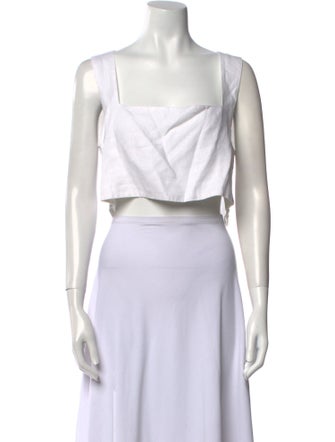 Posse Linen Square Neckline Crop Top