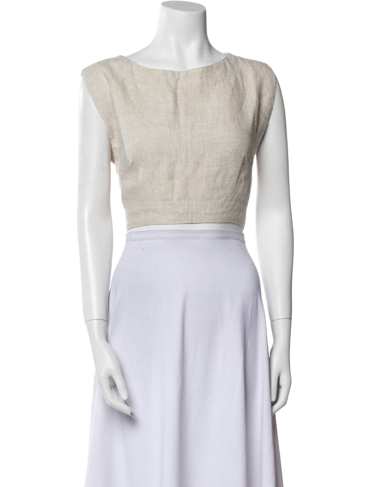 Posse Linen Bateau Neckline Crop Top