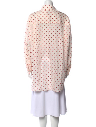 Posse Polka Dot Print Mock Neck Button-Up Top