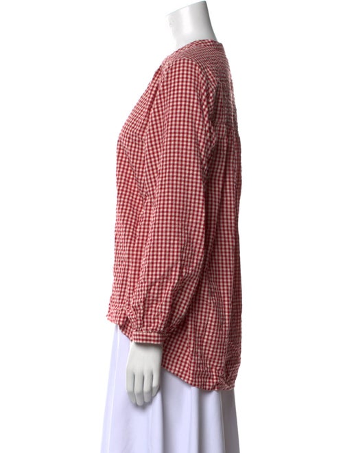 Posse Plaid Print Crew Neck Button-Up Top