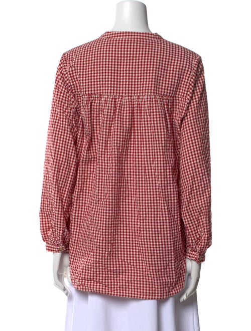 Posse Plaid Print Crew Neck Button-Up Top