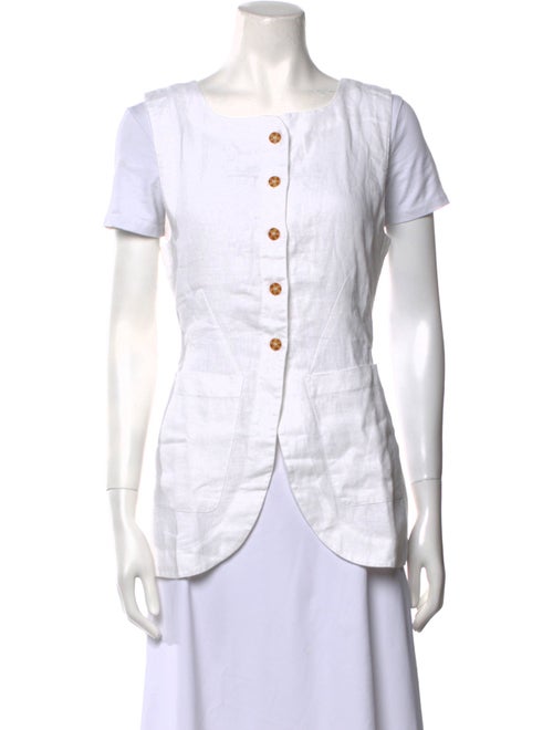 Posse Linen Scoop Neck Button-Up Top