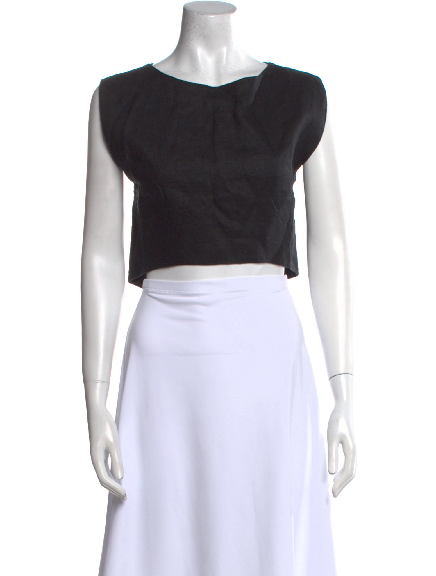 Posse Linen Bateau Neckline Crop Top