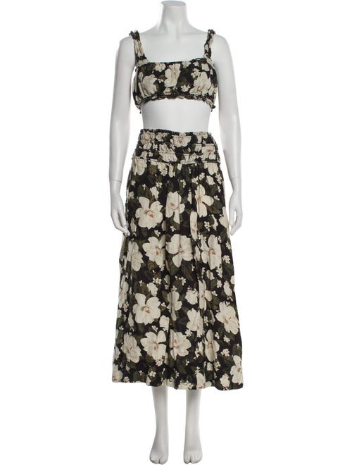 Posse Floral Print Ruffle Embellishment Skirt Set