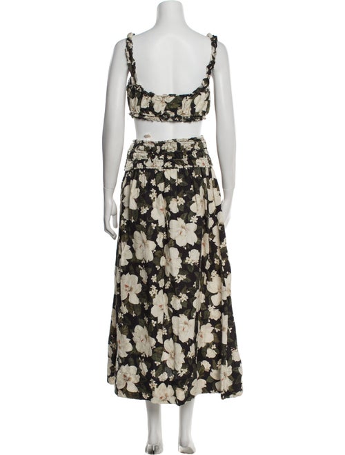 Posse Floral Print Ruffle Embellishment Skirt Set