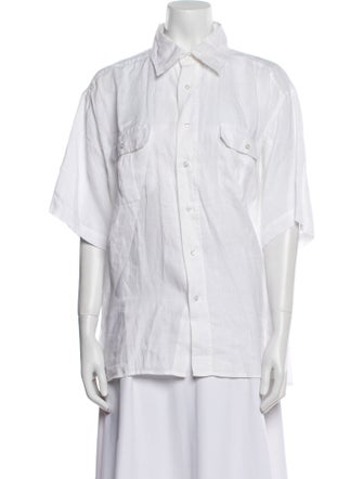 Posse Linen Short Sleeve Button-Up Top