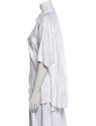 Posse Linen Short Sleeve Button-Up Top