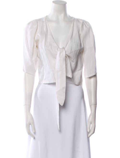 Posse Linen Plunge Neckline Crop Top