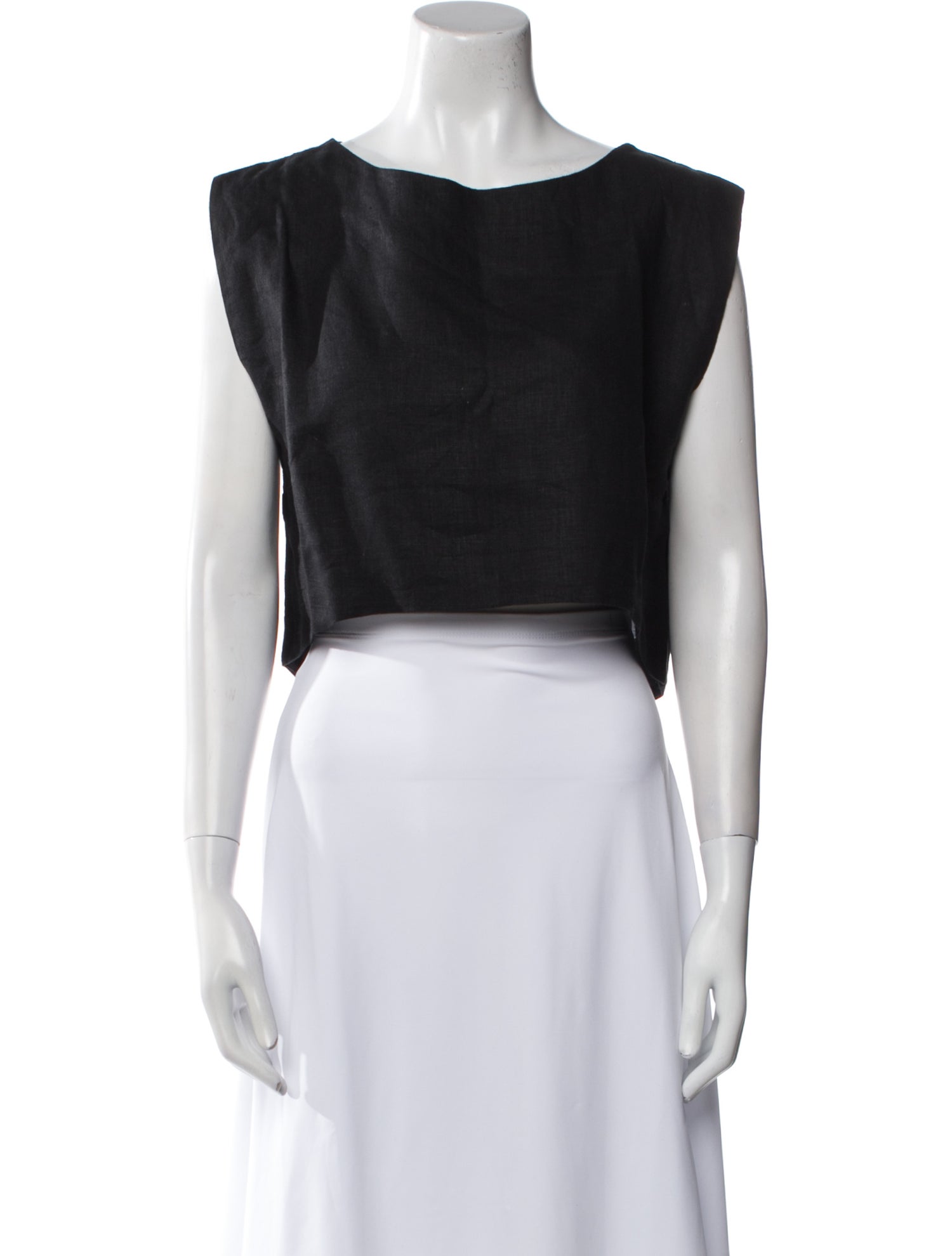 Posse Linen Bateau Neckline Crop Top