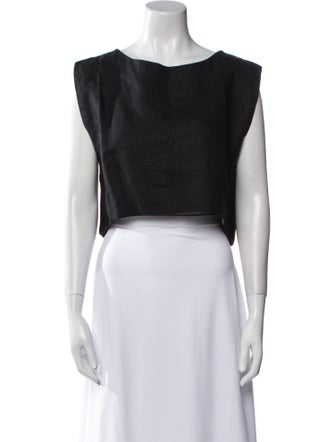 Posse Linen Bateau Neckline Crop Top