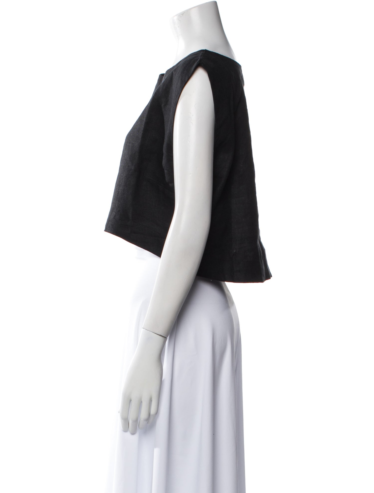 Posse Linen Bateau Neckline Crop Top