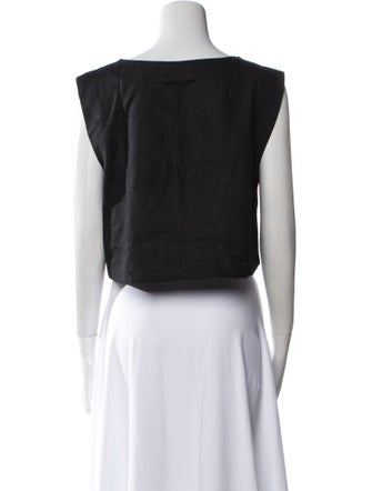 Posse Linen Bateau Neckline Crop Top