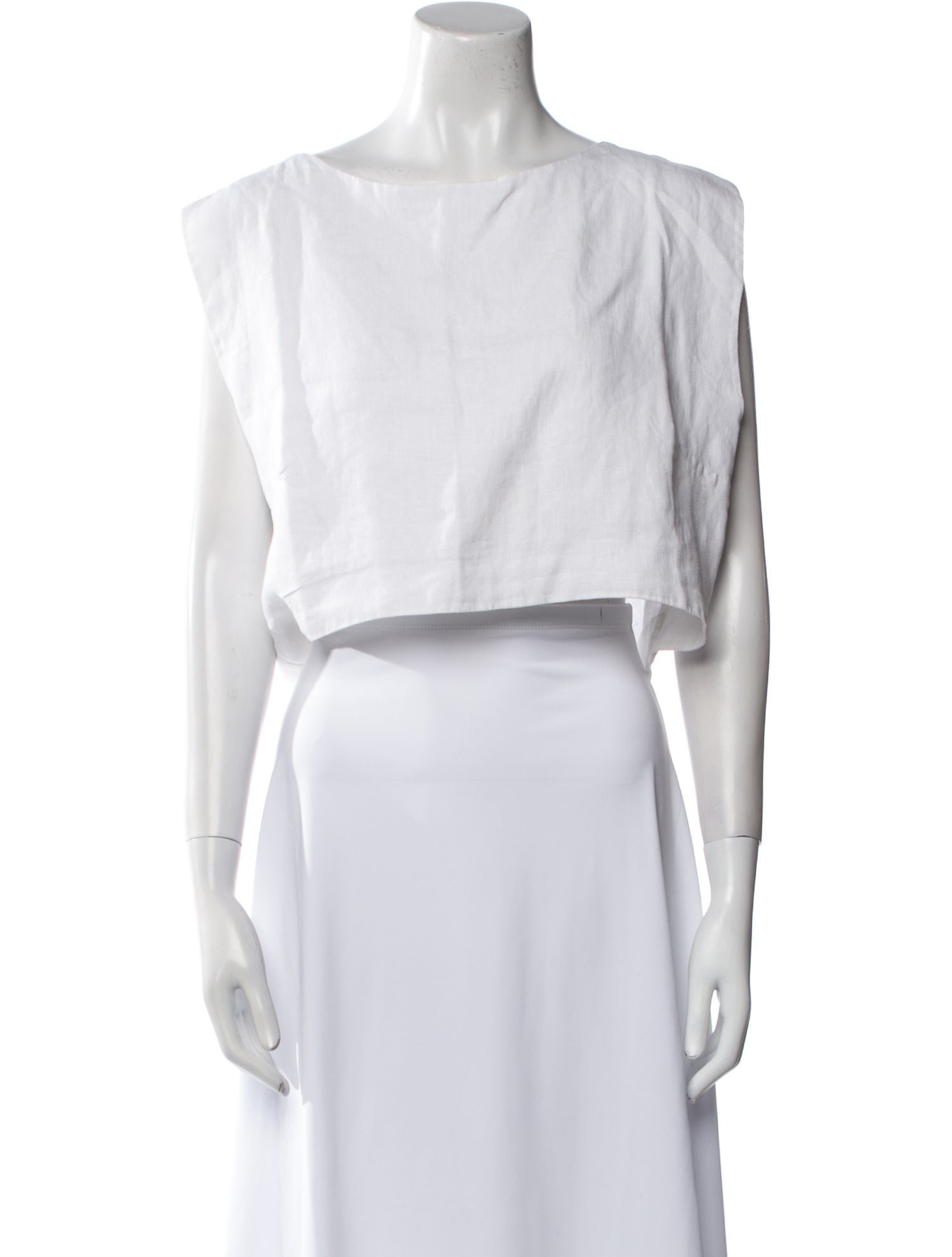 Posse Linen Bateau Neckline Crop Top