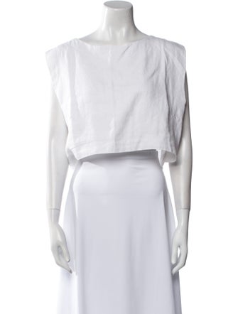 Posse Linen Bateau Neckline Crop Top