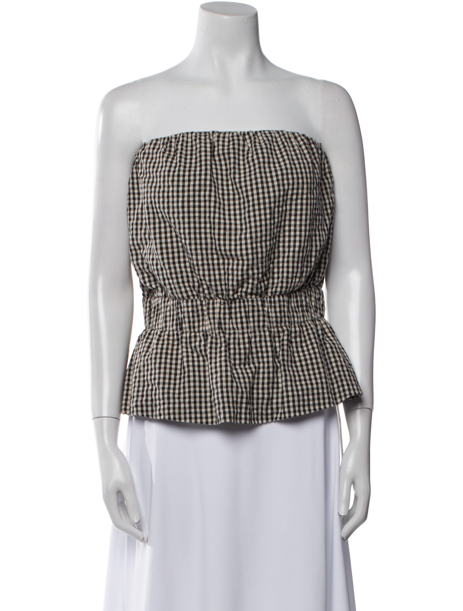 Posse Plaid Print Strapless Crop Top