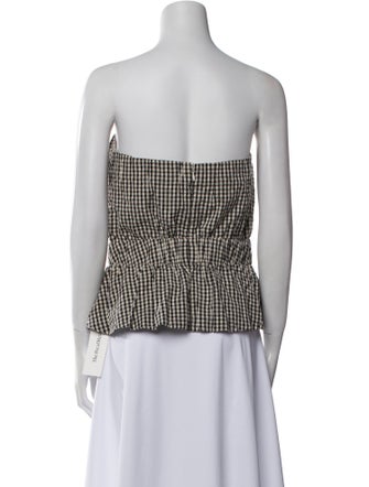 Posse Plaid Print Strapless Crop Top