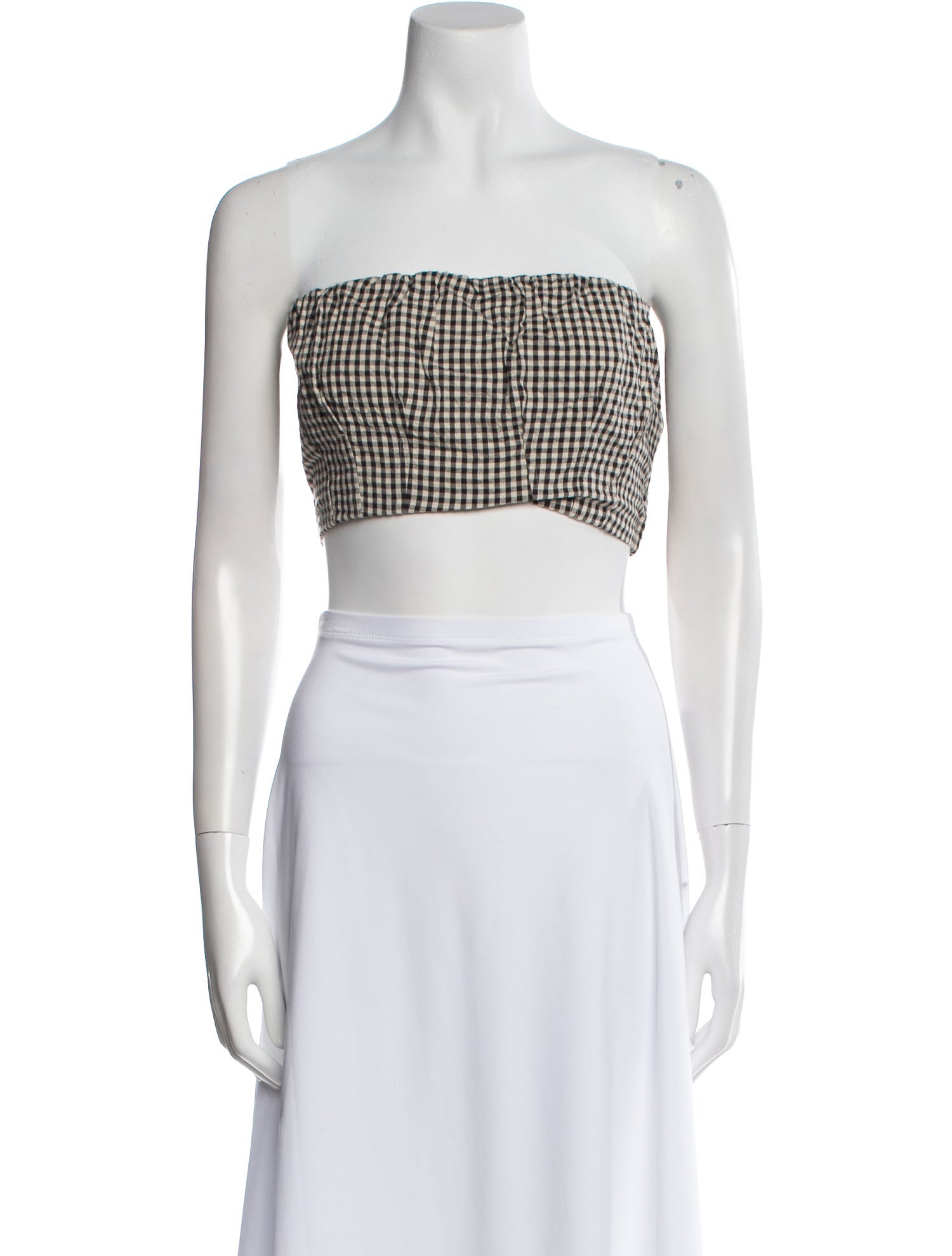 Posse Plaid Print Strapless Crop Top w/ Tags