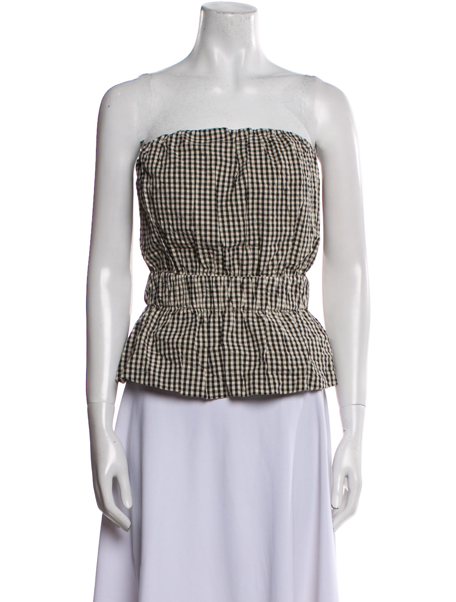 Posse Plaid Print Strapless Crop Top