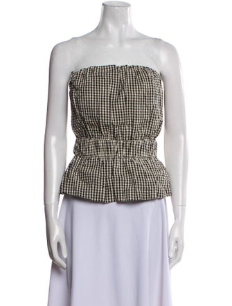 Posse Plaid Print Strapless Crop Top