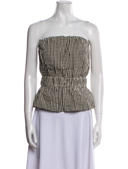Posse Plaid Print Strapless Crop Top