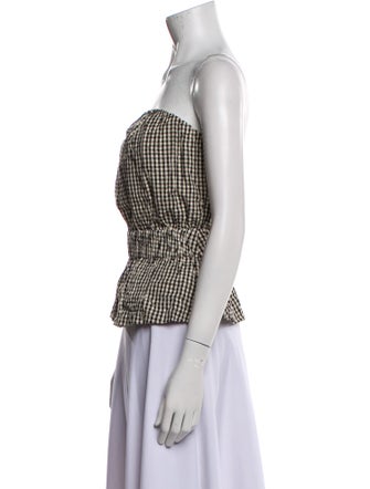 Posse Plaid Print Strapless Crop Top