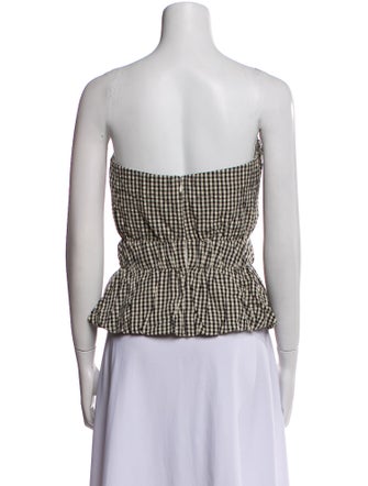 Posse Plaid Print Strapless Crop Top
