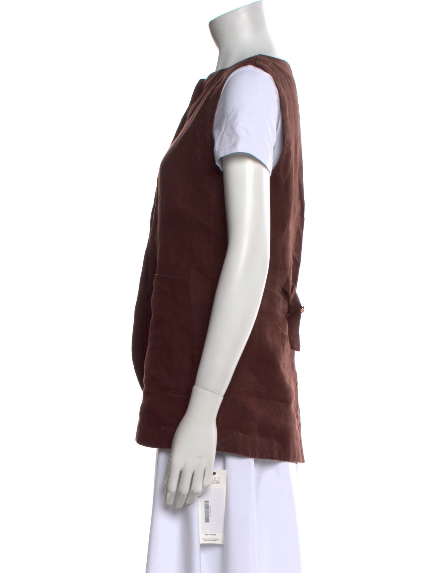 Posse Linen Square Neckline Button-Up Top