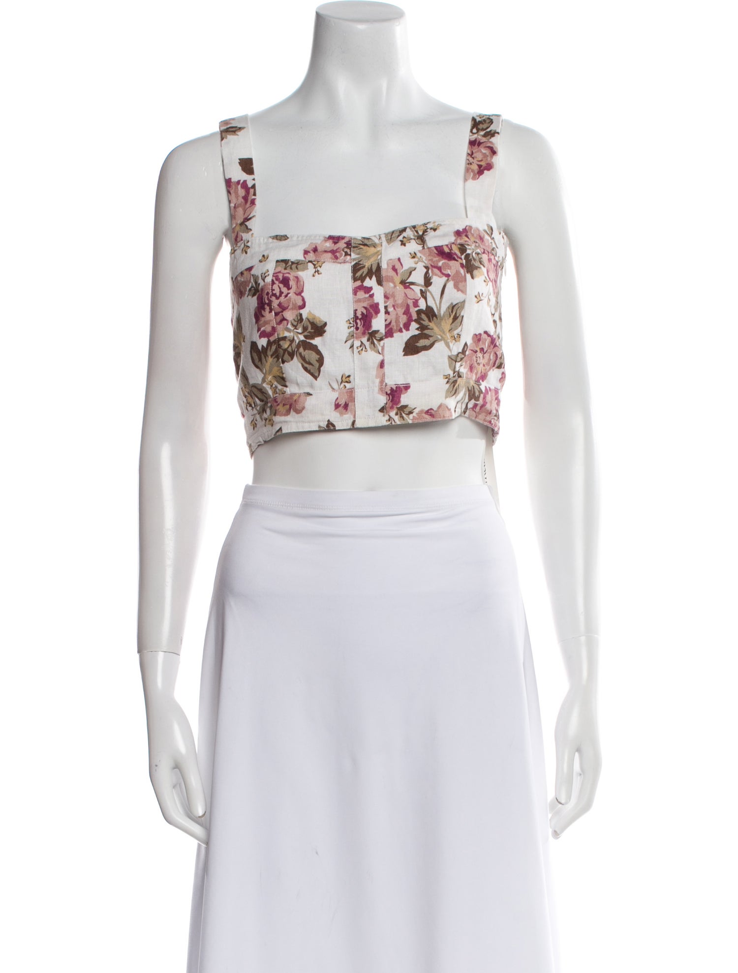 Posse Linen Floral Print Crop Top