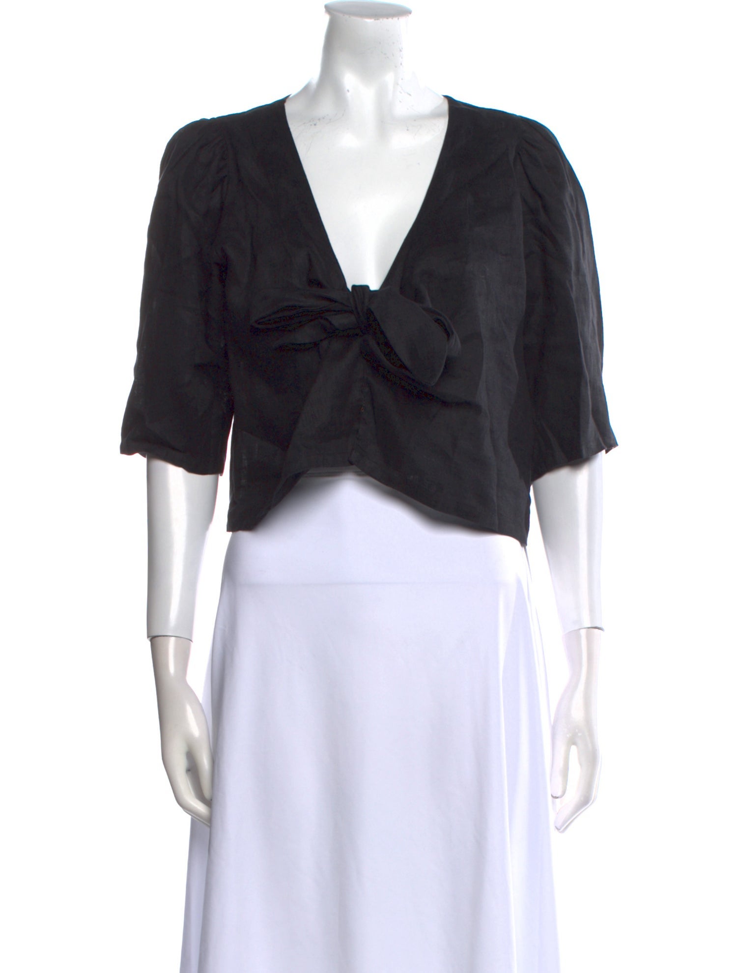 Posse Linen V-Neck Crop Top