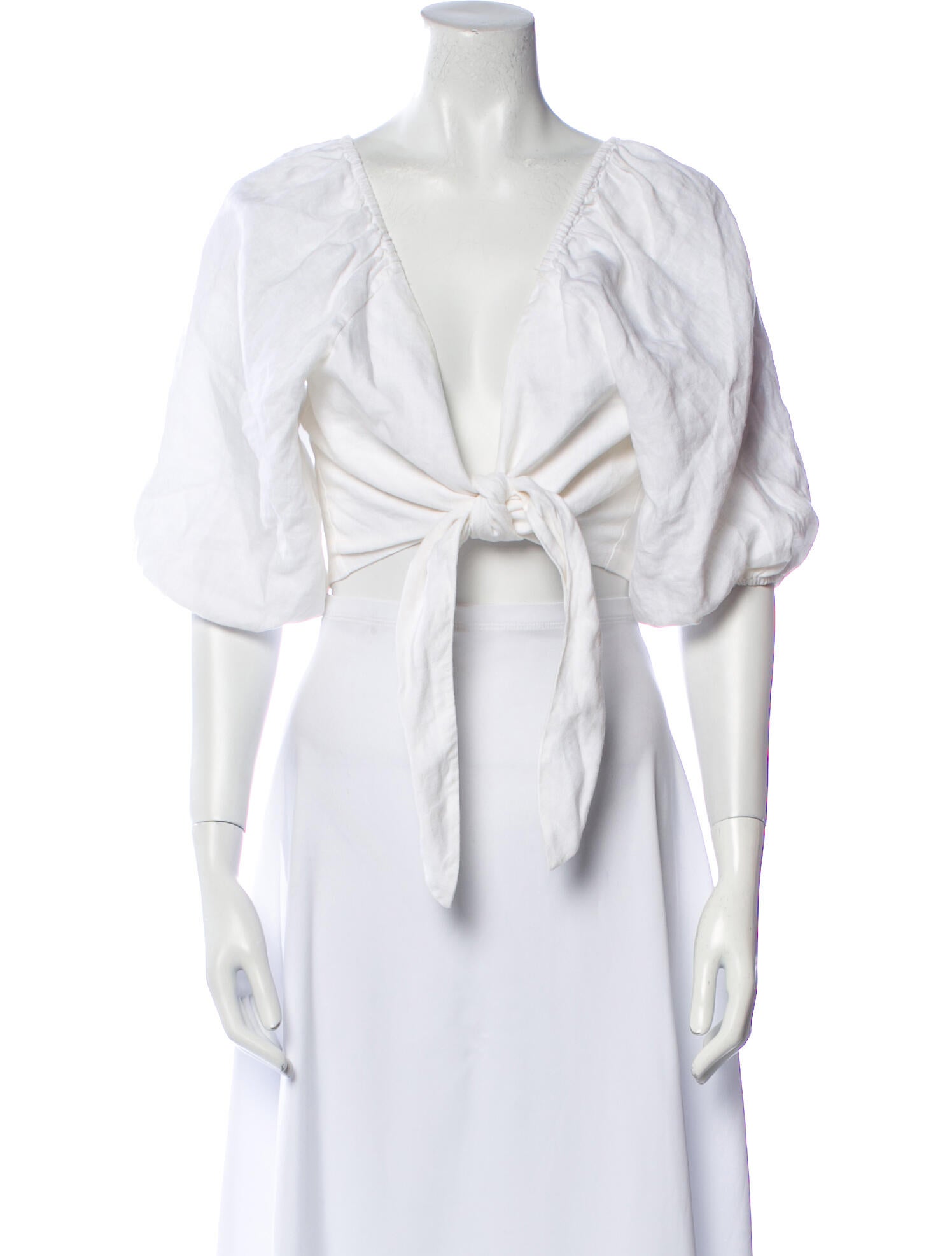 Posse Linen V-Neck Crop Top