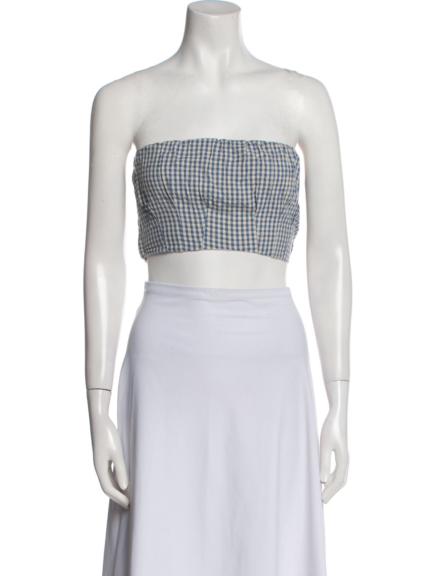 Posse Plaid Print Strapless Crop Top