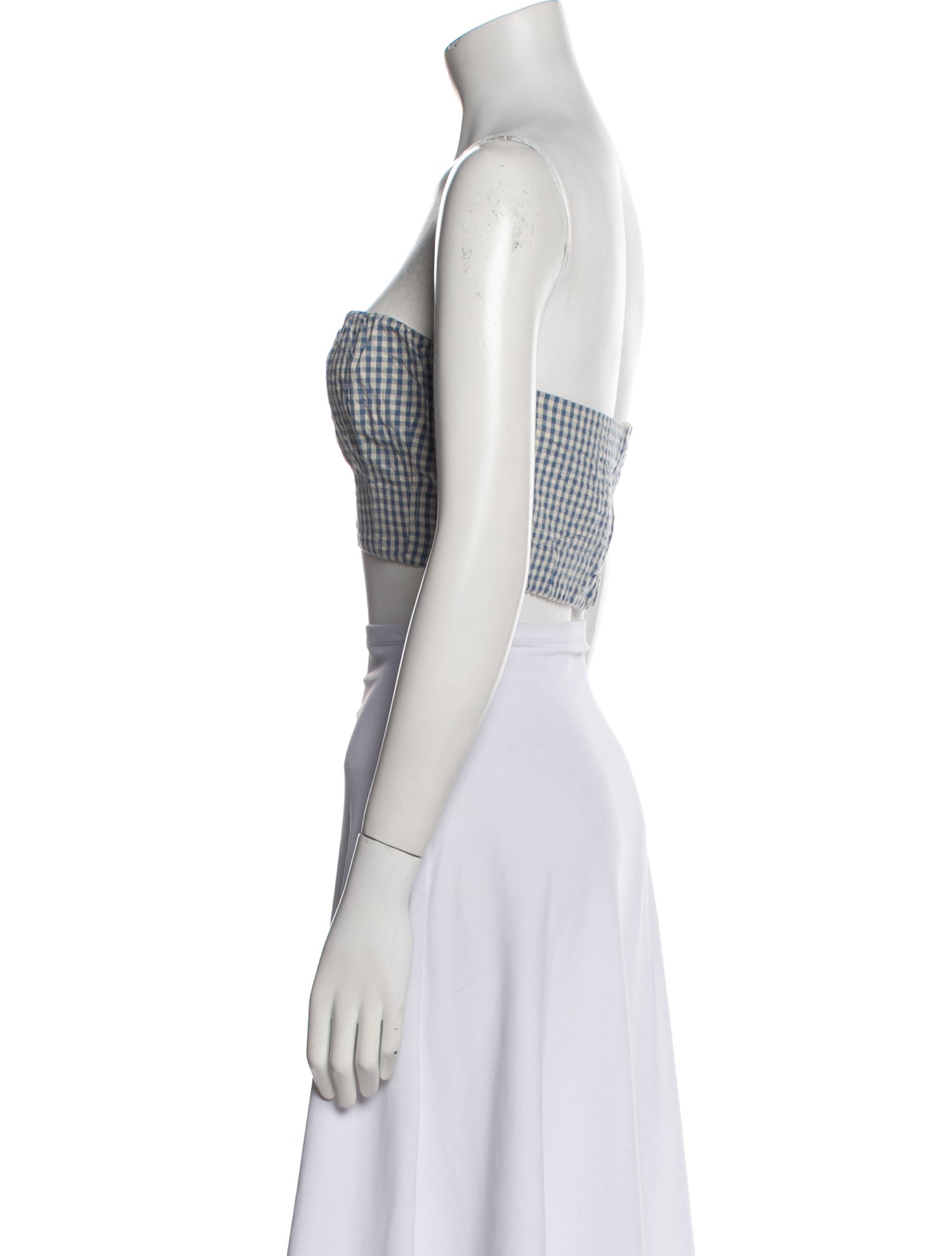 Posse Plaid Print Strapless Crop Top