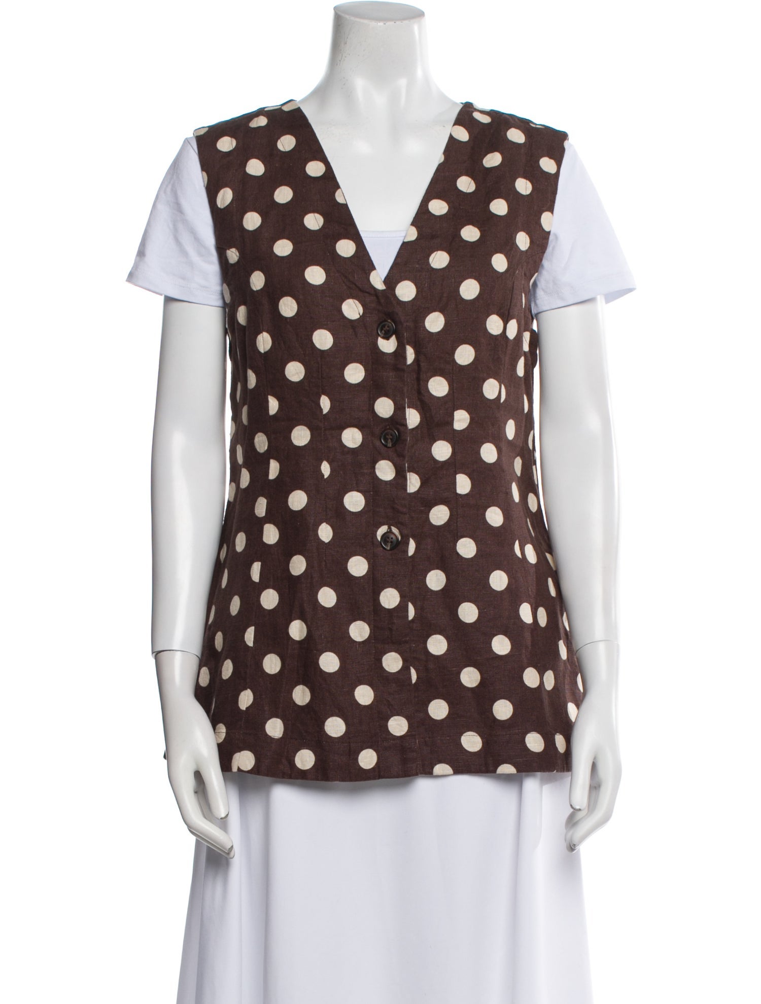 Posse Linen Polka Dot Print Vest w/ Tags