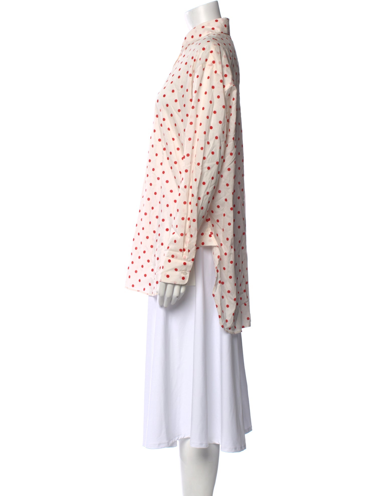 Posse Polka Dot Print Long Sleeve Button-Up Top