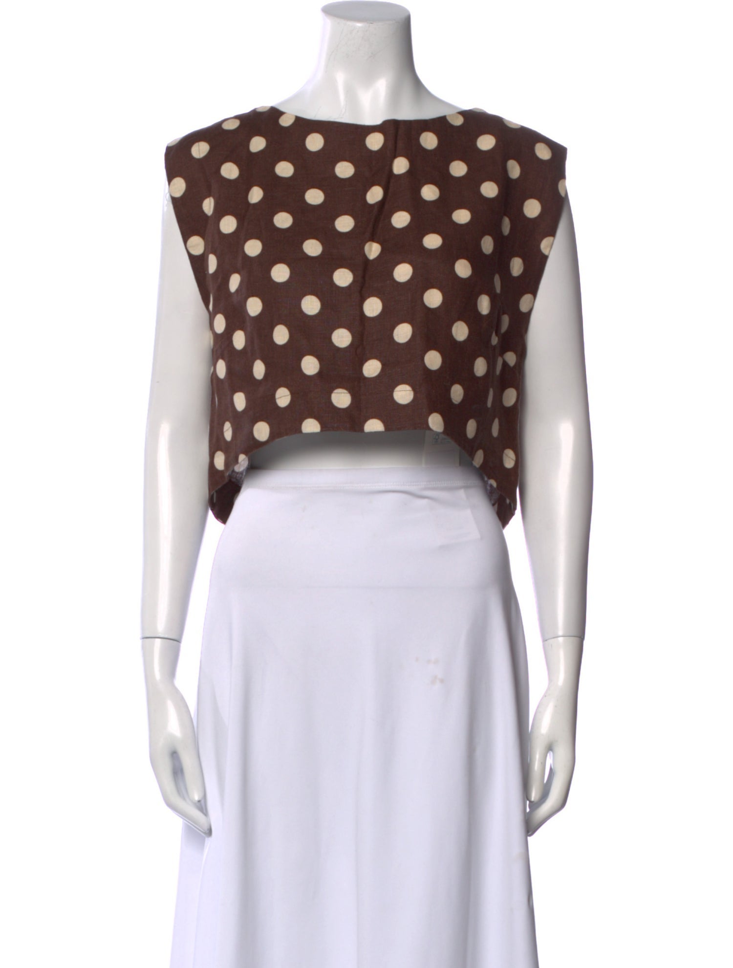 Posse Linen Polka Dot Print Crop Top