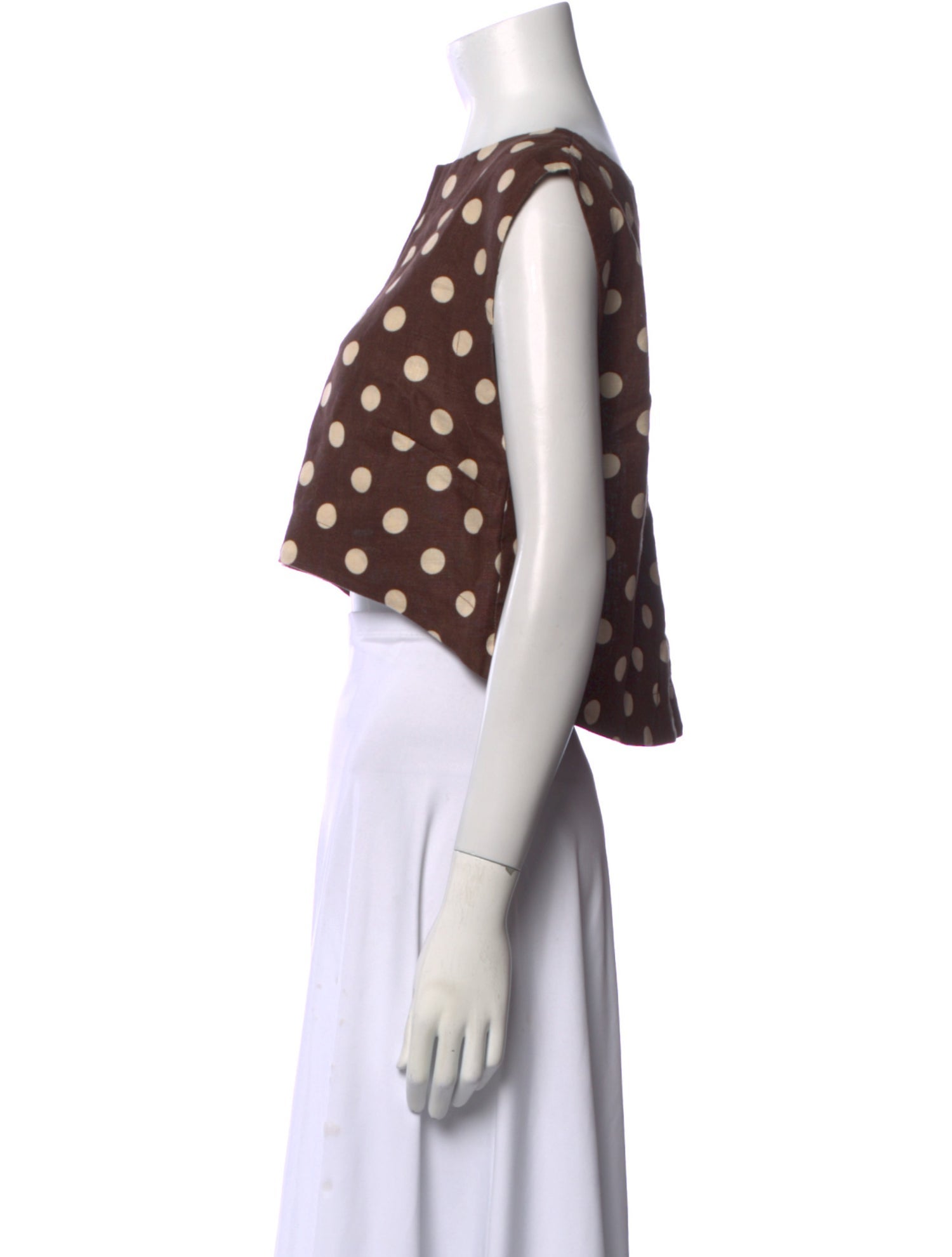 Posse Linen Polka Dot Print Crop Top