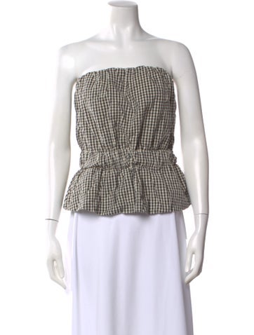 Pre-owned Posse Plaid Print Strapless Crop Top In Multi