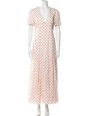 Pre-owned Posse Polka Dot Print Long Dress In Multi