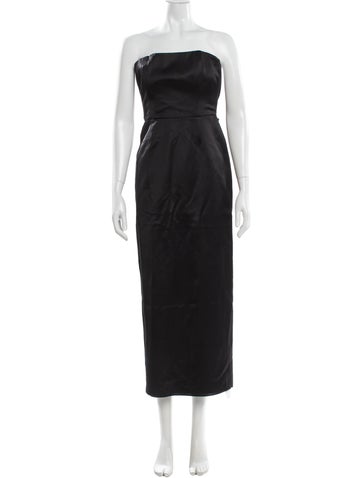 Pre-owned Posse Strapless Midi Length Dress In Gray