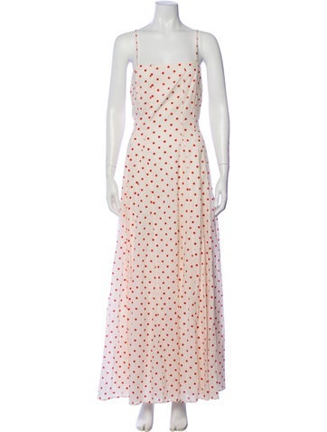 Pre-owned Posse Polka Dot Print Long Dress In Neutral