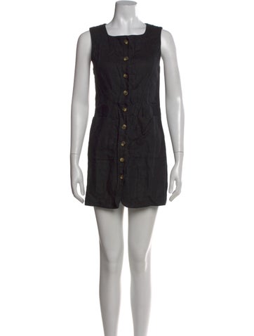 Pre-owned Posse Linen Mini Dress In Black