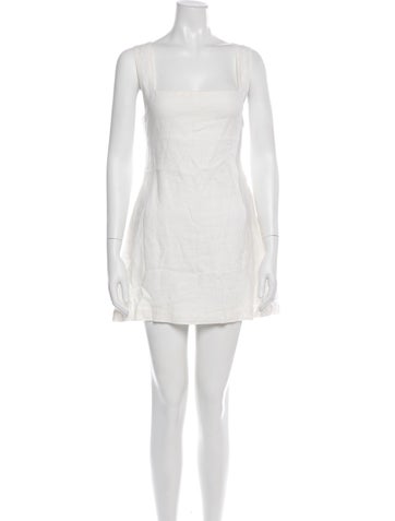 Pre-owned Posse Linen Mini Dress In White