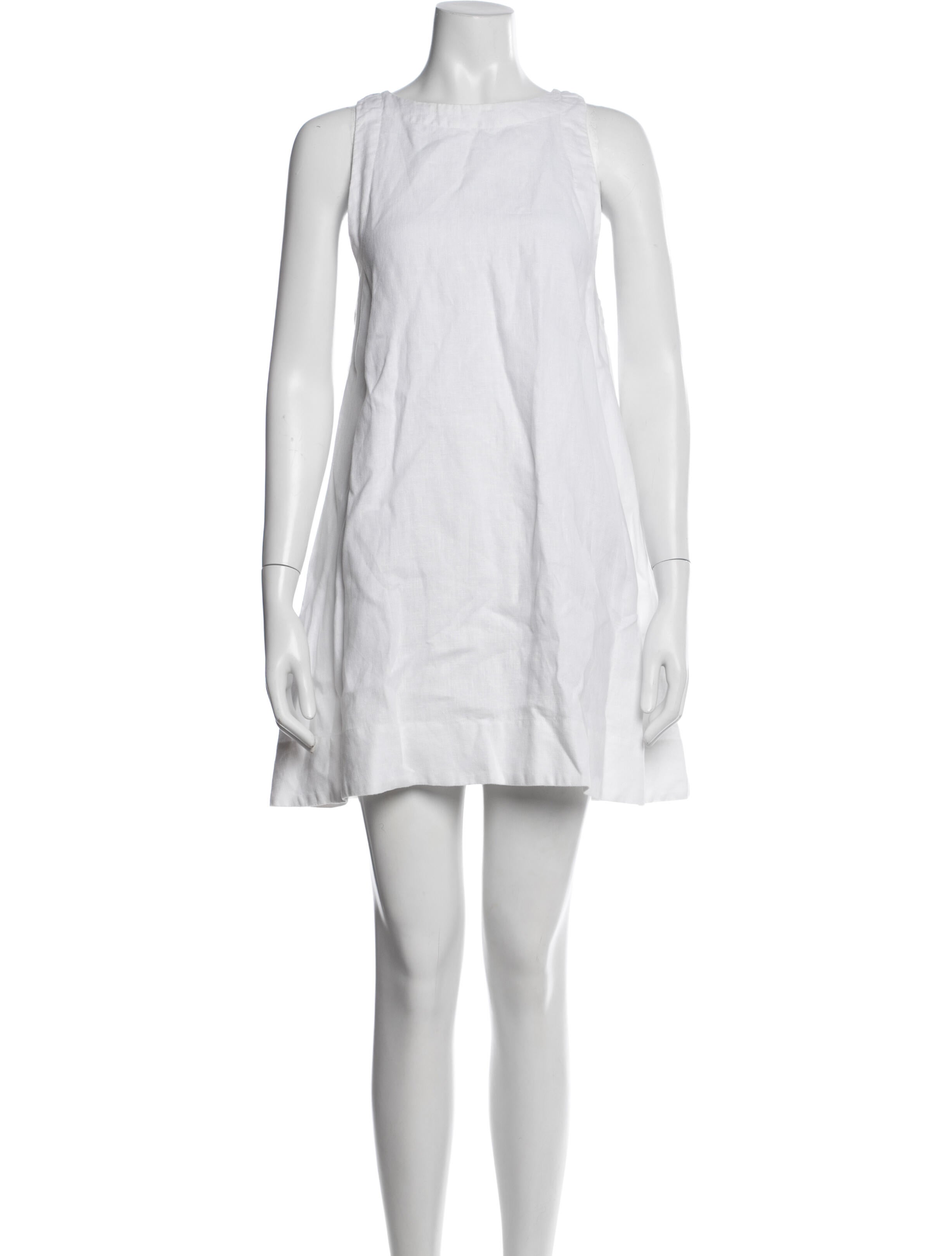 Posse Linen Mini Dress in White, Women's M Posse Linen Mini Dress in White, Women's M