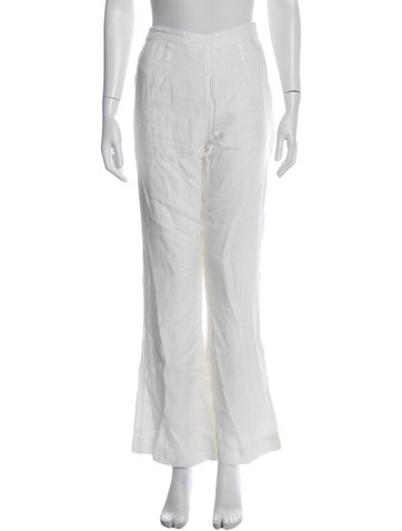 Pre-owned Posse Linen Flared Pants In White