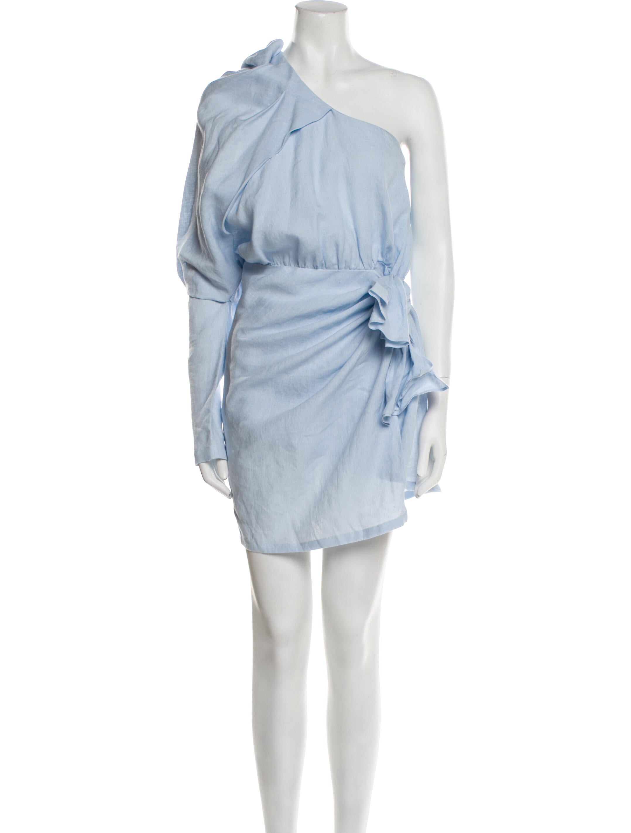 Piece of White Linen Midi Length Dress