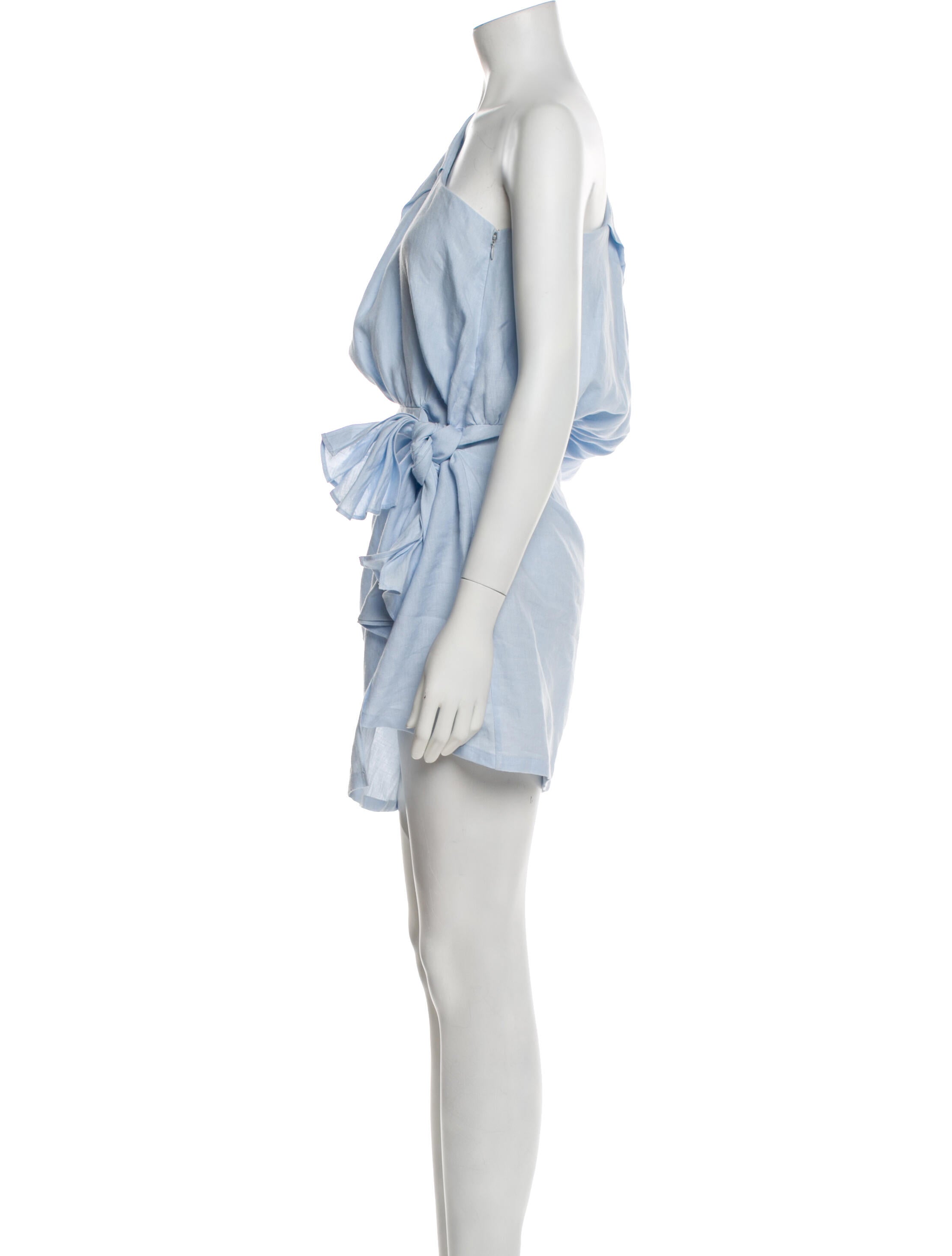 Piece of White Linen Midi Length Dress