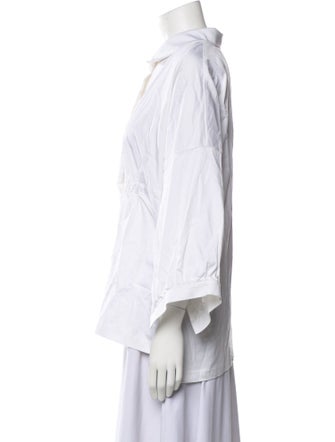 Piece of White Three-Quarter Sleeve Button-Up Top