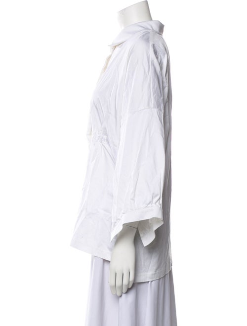 Piece of White Three-Quarter Sleeve Button-Up Top